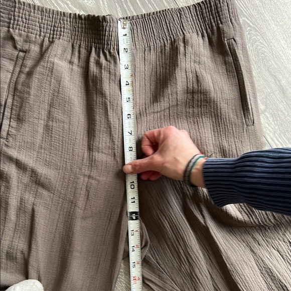 Zara Brown Linen-like Wide Leg Pants - Picture 5 of 8